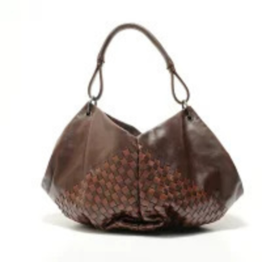 Bottega Veneta Hobo Intrecciato Leather Shoulder Bag Brown